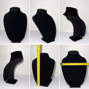 Large Black Velvet Jewelry Display Bust Necklace Stand Countertop Holder